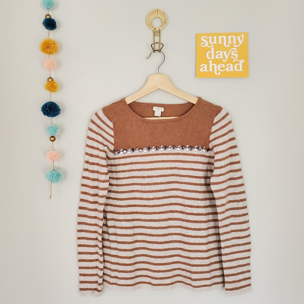 Last Chance🌻J. Crew Striped Embellished Top